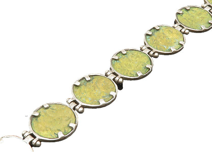 DESIGNER 925 Sterling Silver Vintage Textured Round Link Chain Bracelet BT8136