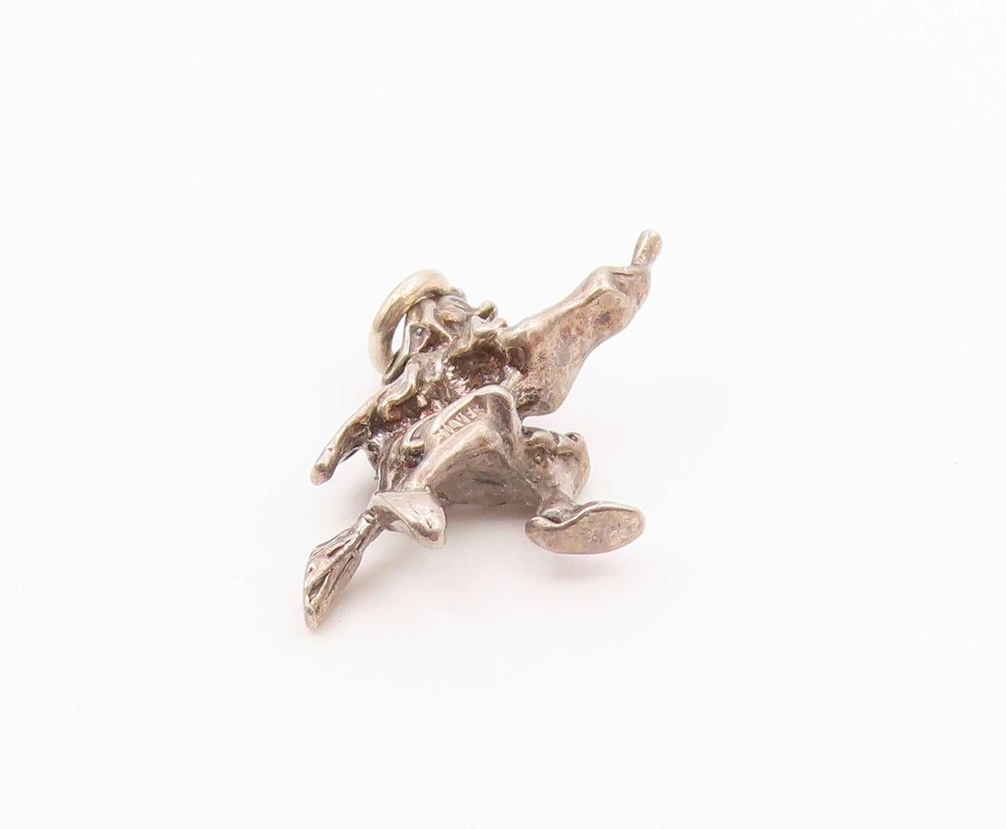 925 Sterling Silver  Vintage Flying Witch On Broomstick Pendant  PT17076