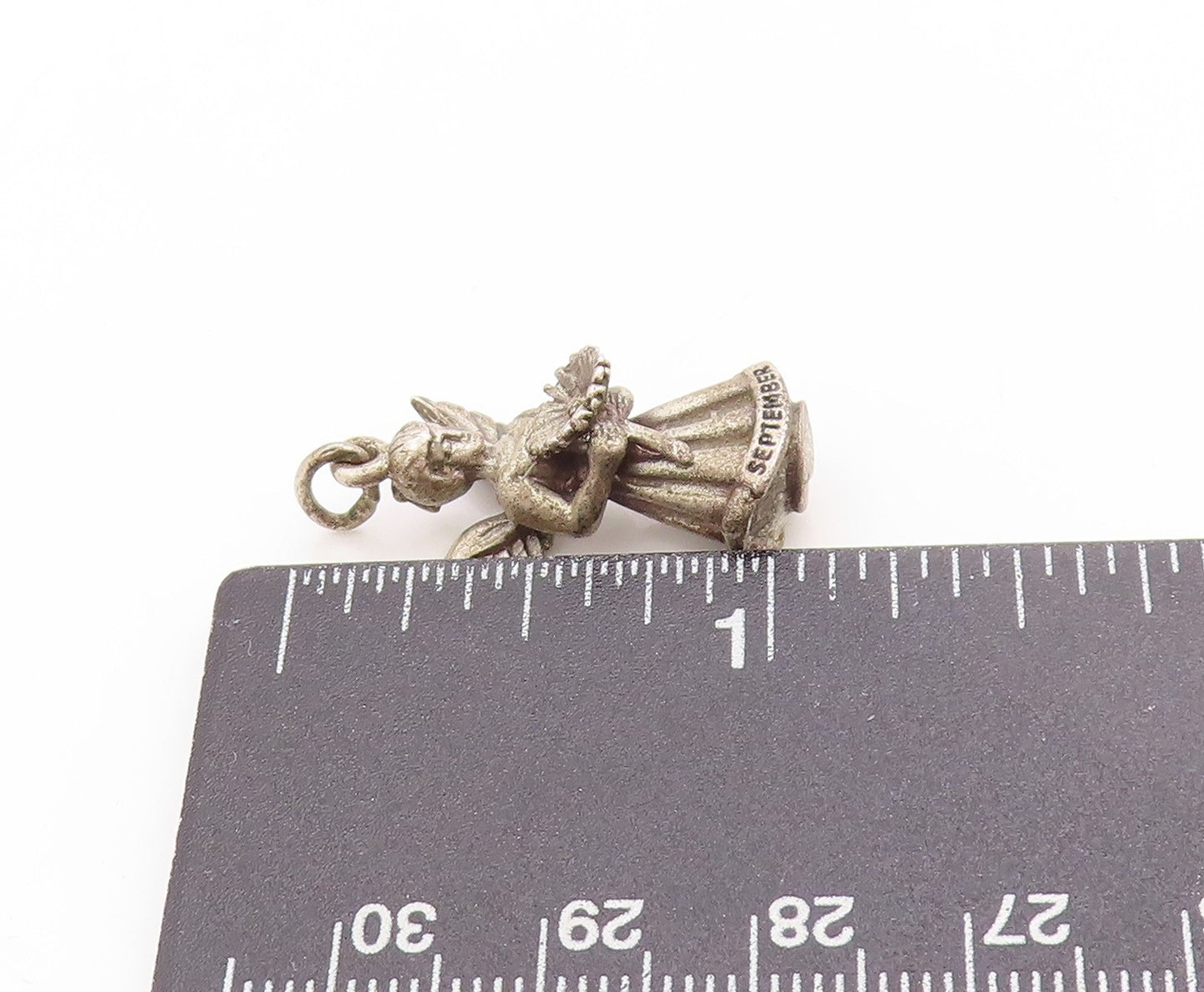 925 Sterling Silver Vintage Pendant Guardian Angel of September Charm  PT25020
