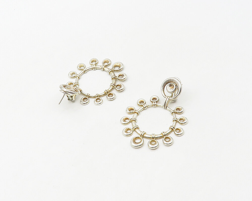 GEORGE ROTH 925 Silver  Vintage Shiny Open Circle Dangle Earrings  EG9012