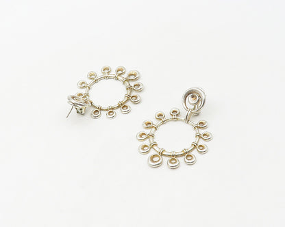 GEORGE ROTH 925 Silver  Vintage Shiny Open Circle Dangle Earrings  EG9012