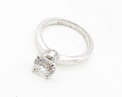 AVON 925 Sterling Silver  Prong Set Topaz Shiny Solitaire Ring Sz 5  RG10009