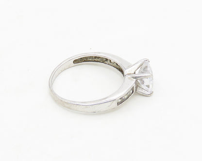 925 Sterling Silver  Cubic Zirconia Solitaire With Accents Ring Sz 7  RG17348