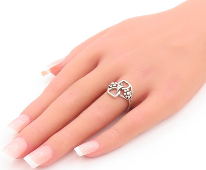 925 Sterling Silver Vintage Ring Solid Cutout Floral Design   Sz 6.5  RG29098