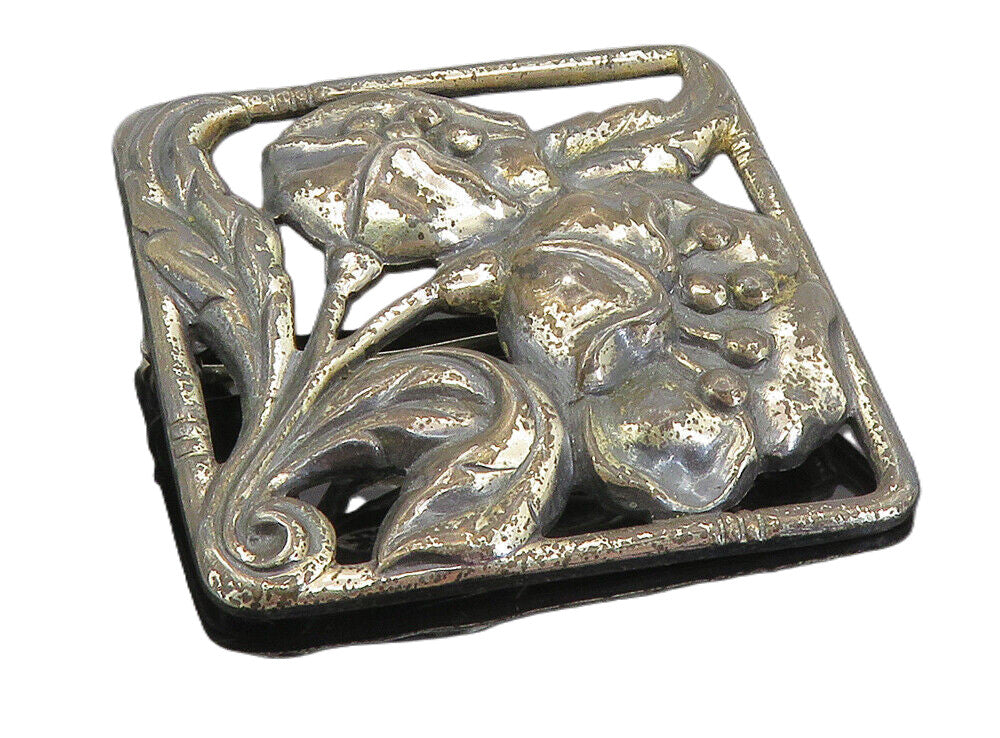 DANECRAFT 925 Sterling Silver  Vintage Oxidized Flowers Brooch Pin  BP3309