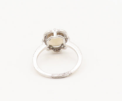 925 Silver  Vintage Flower Cut Smokey Quarts Halo CZ Band Ring Sz 7  RG26815