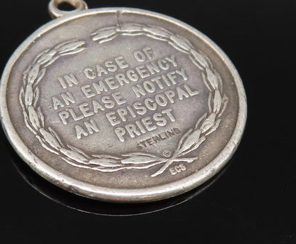 925 Sterling Silver Vintage Religious Jesus Christ Savior Medal Pendant  PT21838