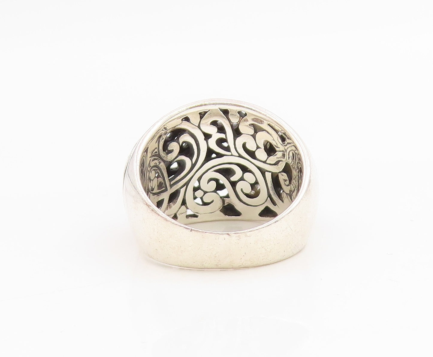 925 Sterling Silver Vintage Ring Intricate Open Scrollwork Dome  Sz 7  RG34965