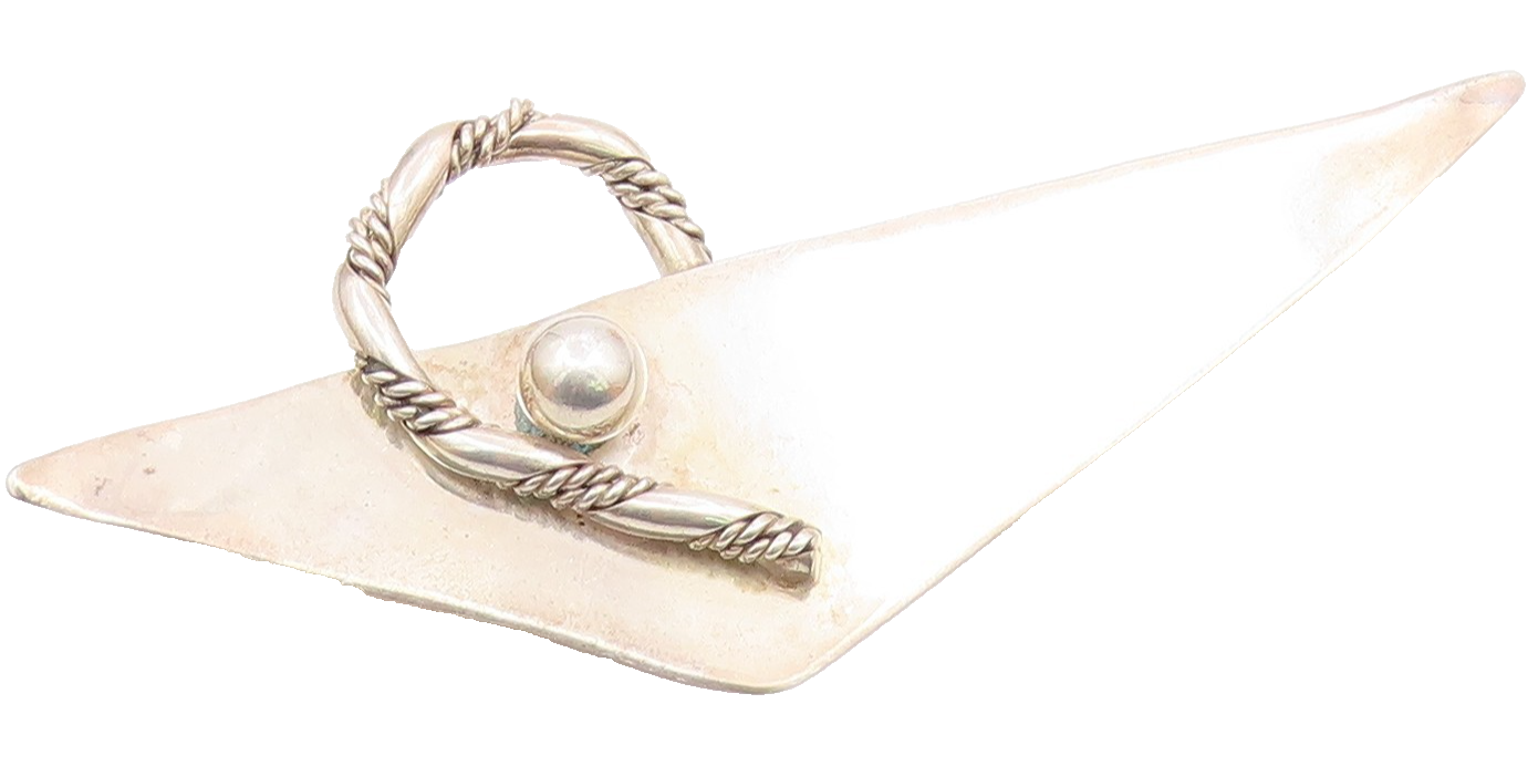 925 Sterling Silver  Vintage Shiny Modernist Twist Design Brooch Pin  BP3945