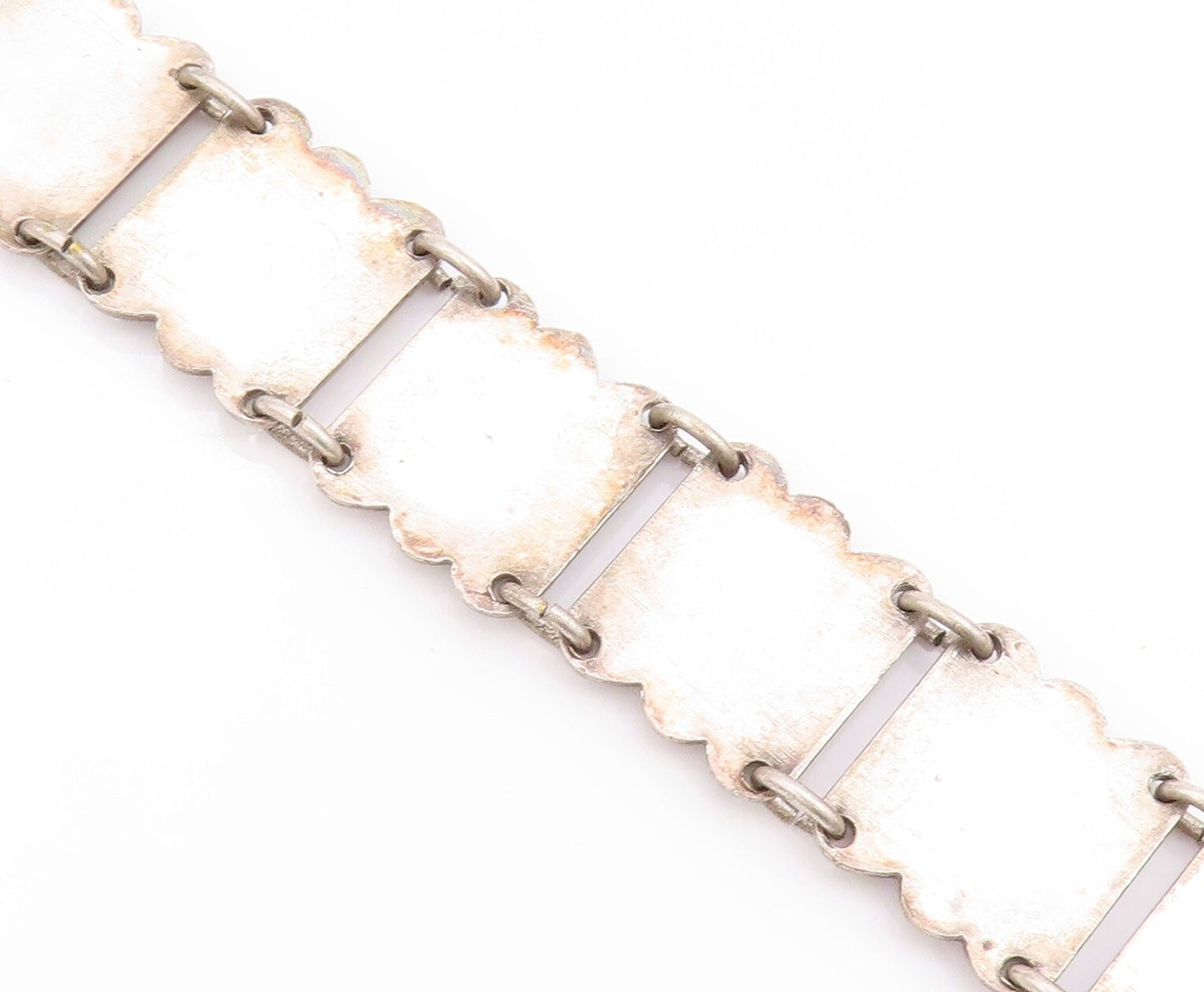 925 Sterling Silver Vintage Bracelet Dark Tone Carved France Monuments  BT11026