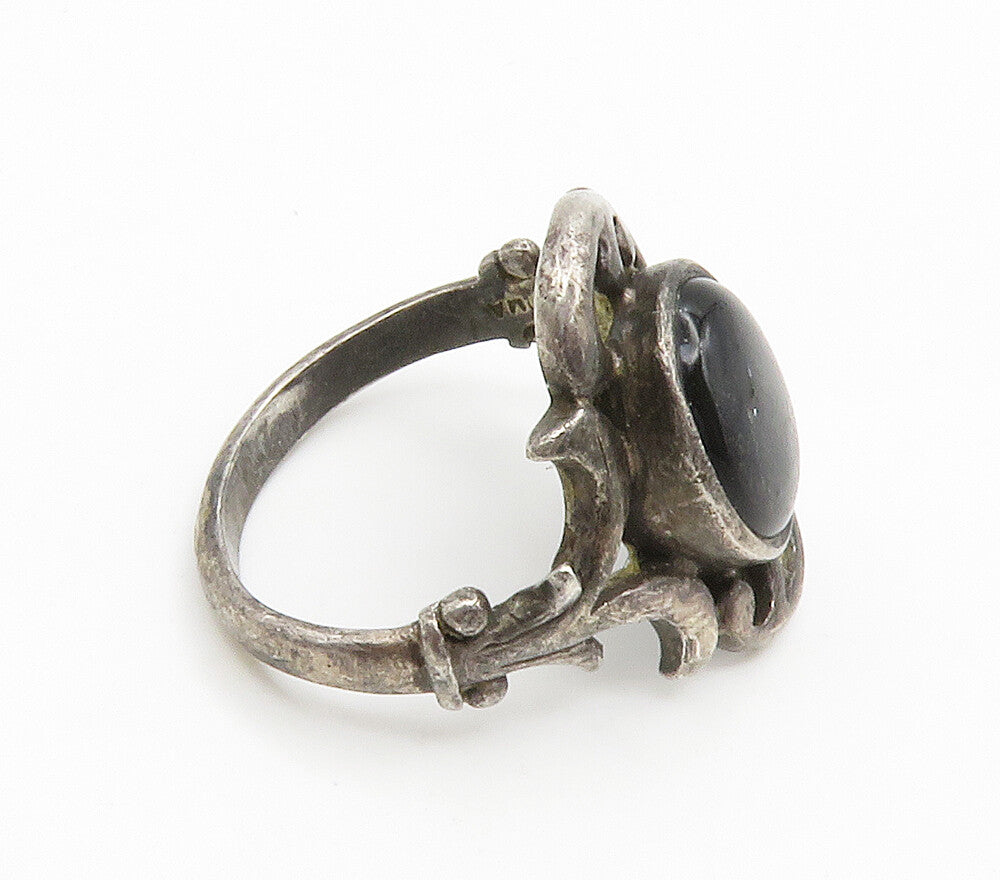 BOMA 925 Sterling Silver Vintage Black Onyx Petite Cocktail Ring Sz 4 RG14930
