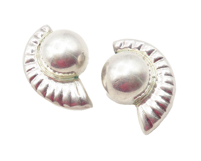 MEXICO 925 Sterling Silver  Vintage Modernist Non Pierce Earrings  EG6120