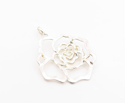 JACMEL 925 Sterling Silver  Vintage Shiny Flower Outline Pendant  PT18367