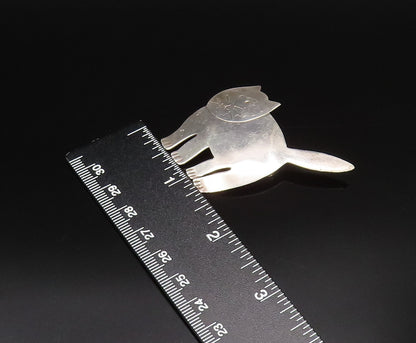 MEXICO 925 Sterling Silver Vintage Minimalist Etched Cat Brooch Pin BP10038