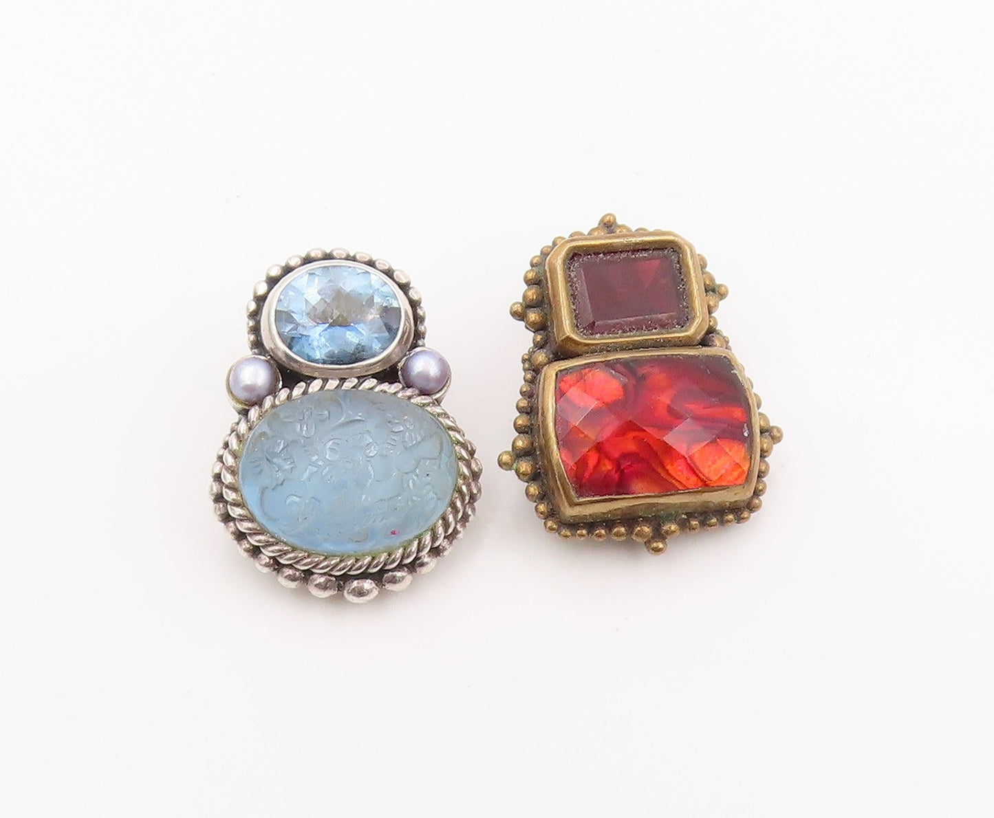 925 Sterling Silver Vintage Earrings STEPHEN DWECK Gemstone Clip On  EG14285