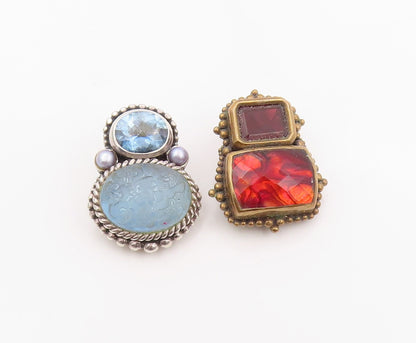 925 Sterling Silver Vintage Earrings STEPHEN DWECK Gemstone Clip On  EG14285