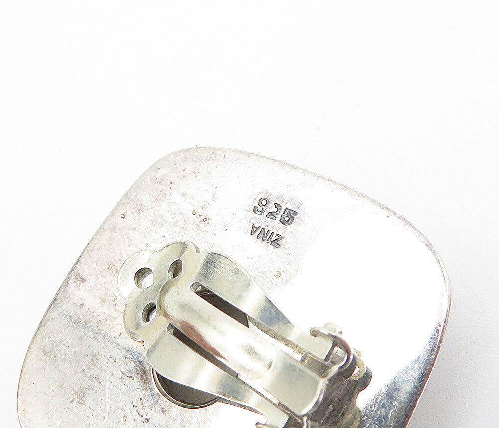ZINA 925 Sterling Silver  Vintage Shiny Modernist Non Pierce Earrings  EG3332
