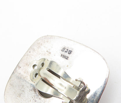 ZINA 925 Sterling Silver  Vintage Shiny Modernist Non Pierce Earrings  EG3332