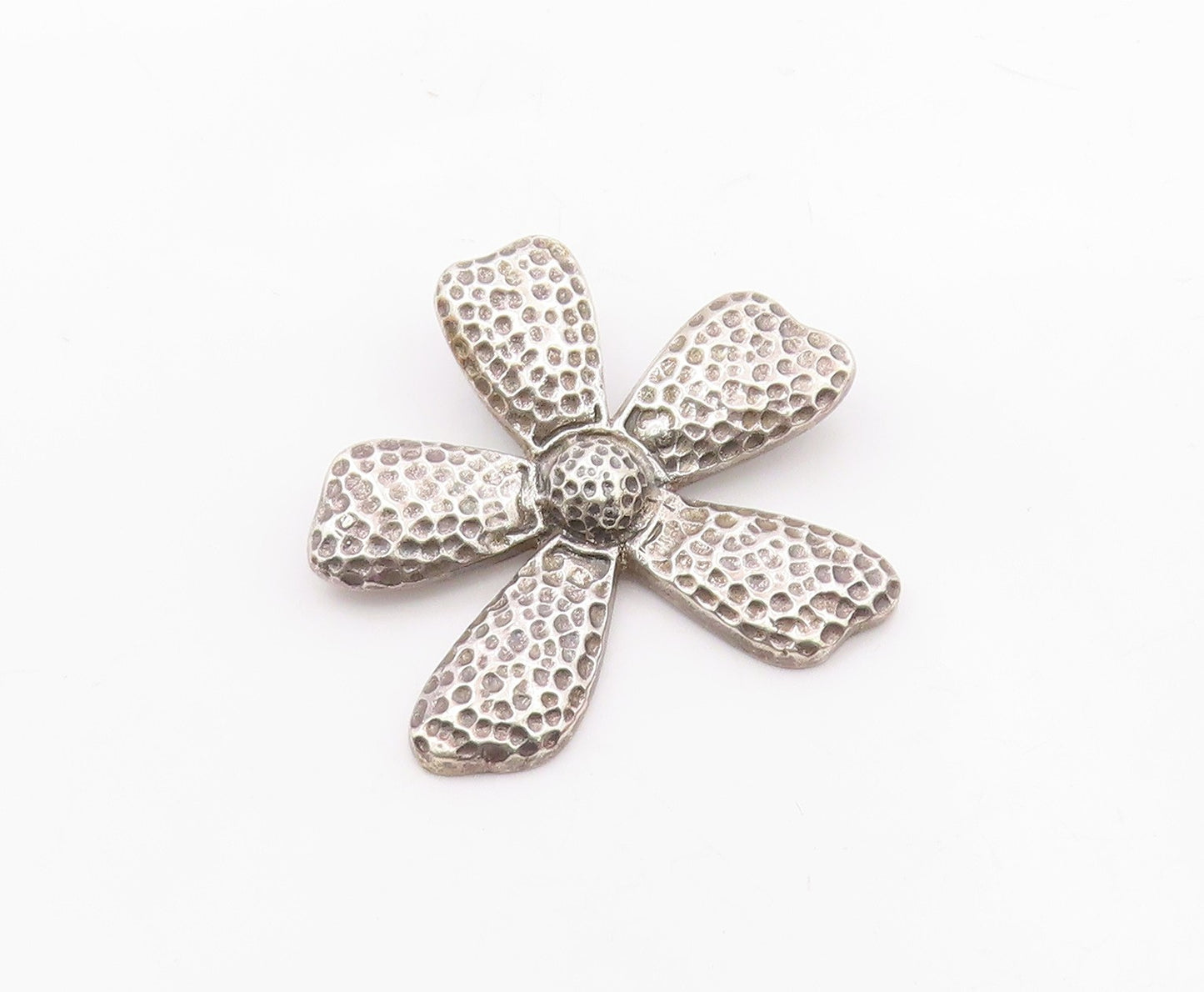 925 Sterling Silver  Vintage Carved Hammered Flower Pendant  PT20220