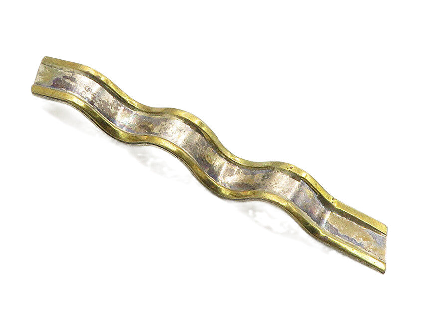 MEXICO 925 Sterling Silver  Vintage Two Tone Wavy Design Brooch Pin  BP3746