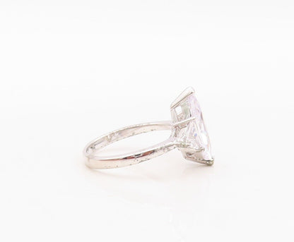 925 Sterling Silver Vintage Ring Marquise & Triangle Cut Topaz  Sz 7  RG29936
