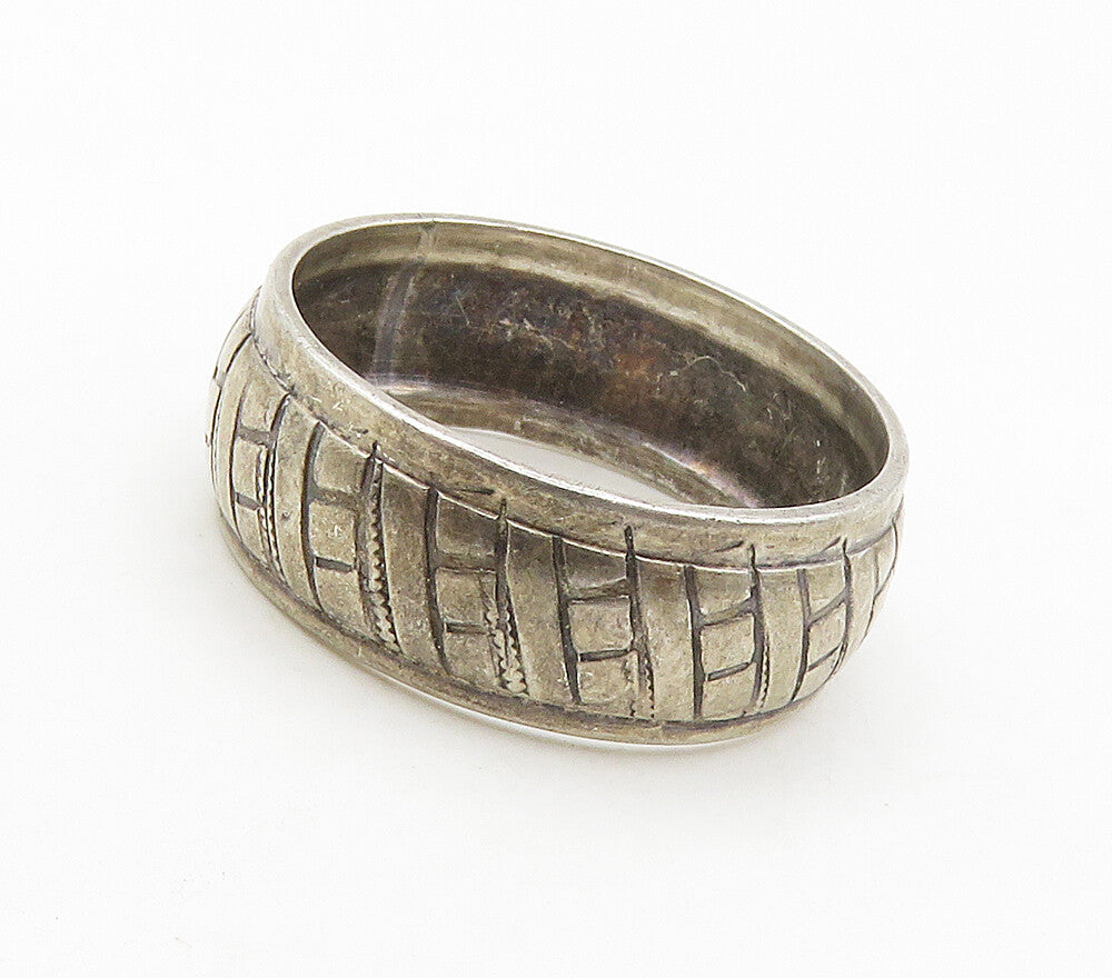 925 Sterling Silver  Vintage Etched Detail Round Band Ring Sz 7  RG15558