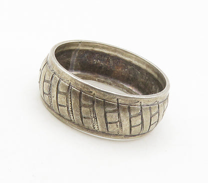 925 Sterling Silver  Vintage Etched Detail Round Band Ring Sz 7  RG15558