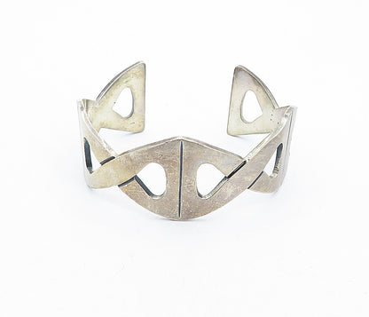 925 Sterling Silver  Vintage Dark Tone Infinity Design Cuff Bracelet  BT1549