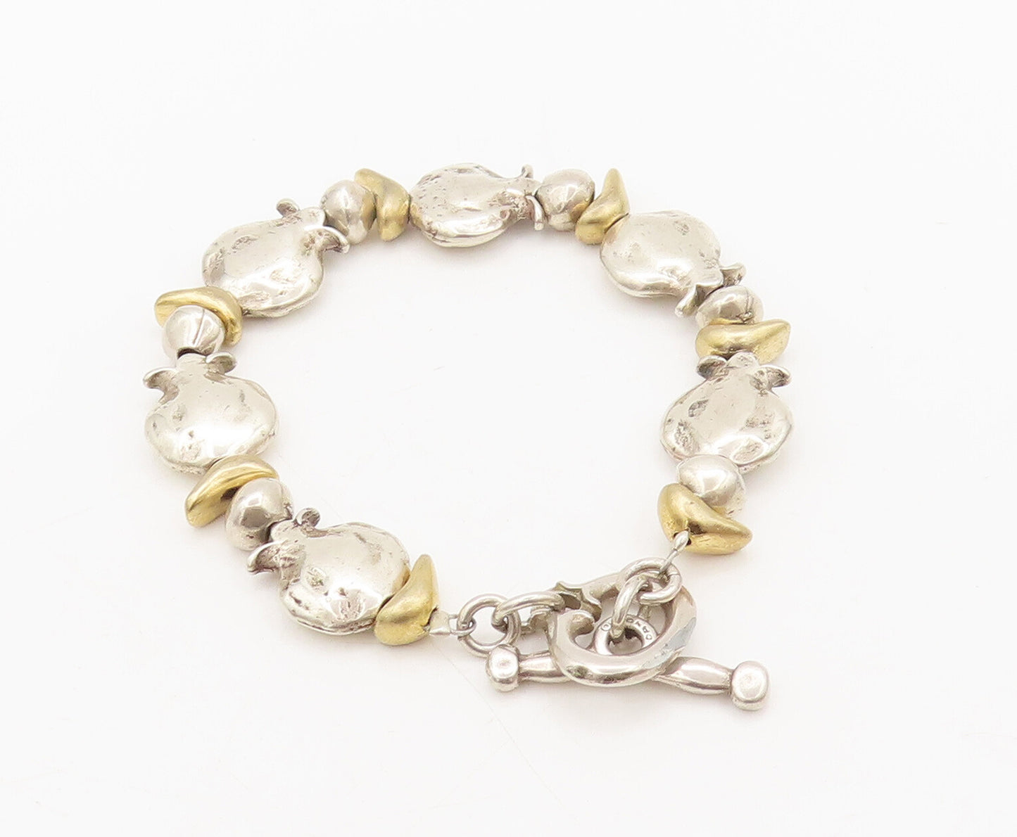 DANON 925 Sterling Silver  Vintage Bag & Pebbles Connect Bracelet BT9876