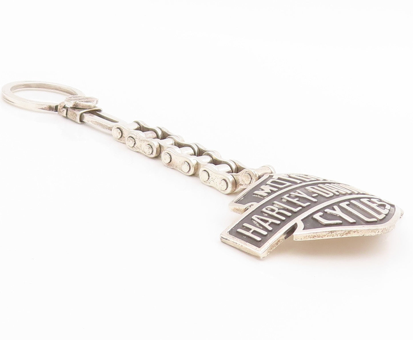 925 Sterling Silver Vintage Keychain Harley Davidson Motor Cycles Shield  TR4163