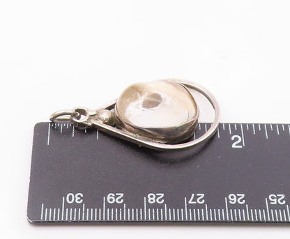 925 Sterling Silver  Vintage Cabochon Quartz Open Tear Drop Pendant PT15162