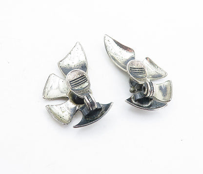 MONET 925 Sterling Silver  Vintage Modernist Floral Drop Earrings  EG2901