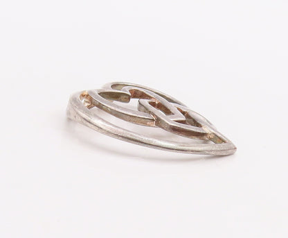 925 Sterling Silver Vintage Pendant Designer Cutout Interlocked Hearts  PT23373
