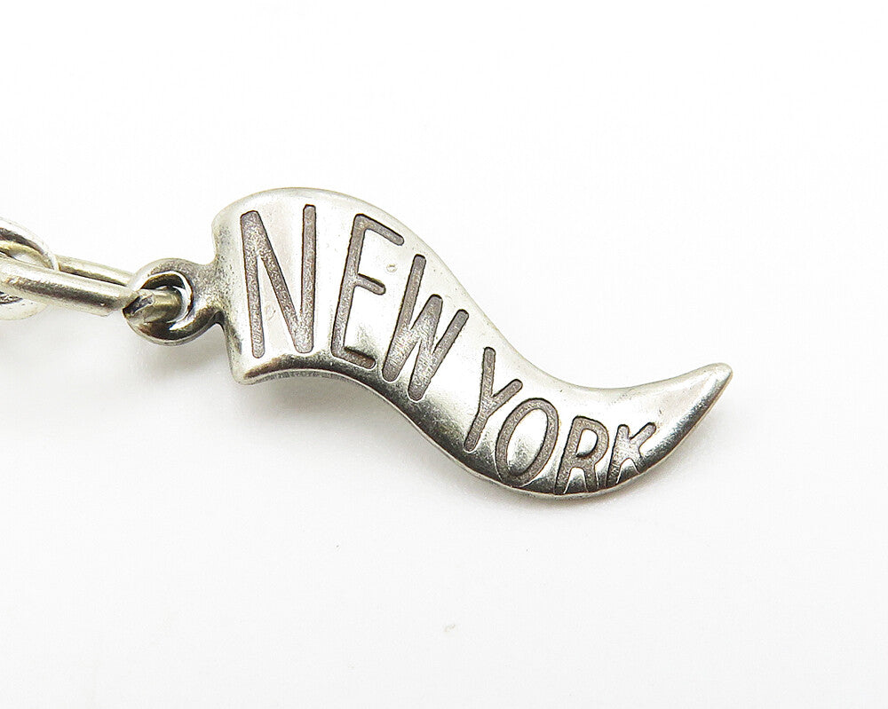 925 Sterling Silver  Vintage Petite New York Snow Sled Drop Pendant  PT8169