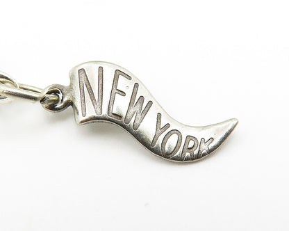 925 Sterling Silver  Vintage Petite New York Snow Sled Drop Pendant  PT8169