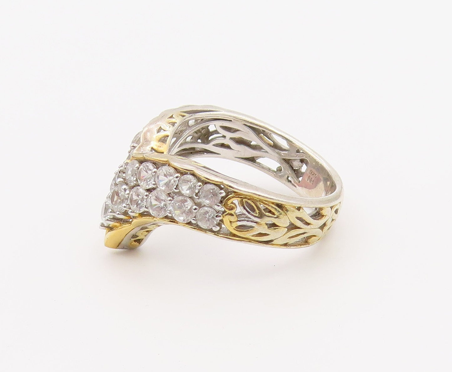 925 Sterling Silver Vintage Ring MICHAEL VALITUTTI CZ V Shape Band Sz 10 RG36521