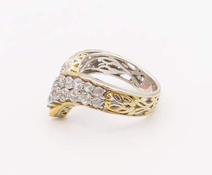 925 Sterling Silver Vintage Ring MICHAEL VALITUTTI CZ V Shape Band Sz 10 RG36521