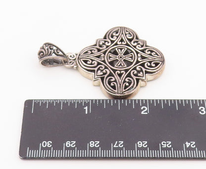 925 Sterling Silver Vintage Pendant Intricate Filigree Quatrefoil Cross  PT26402