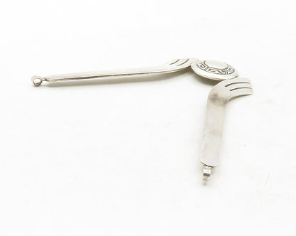 925 Sterling Silver Vintage Greek Key Detail Shiny Smooth Pendant PT9821