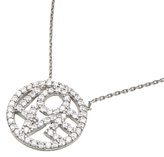 925 Sterling Silver  Shiny Cubic Zirconia Love Pendant Chain Necklace  NE3141