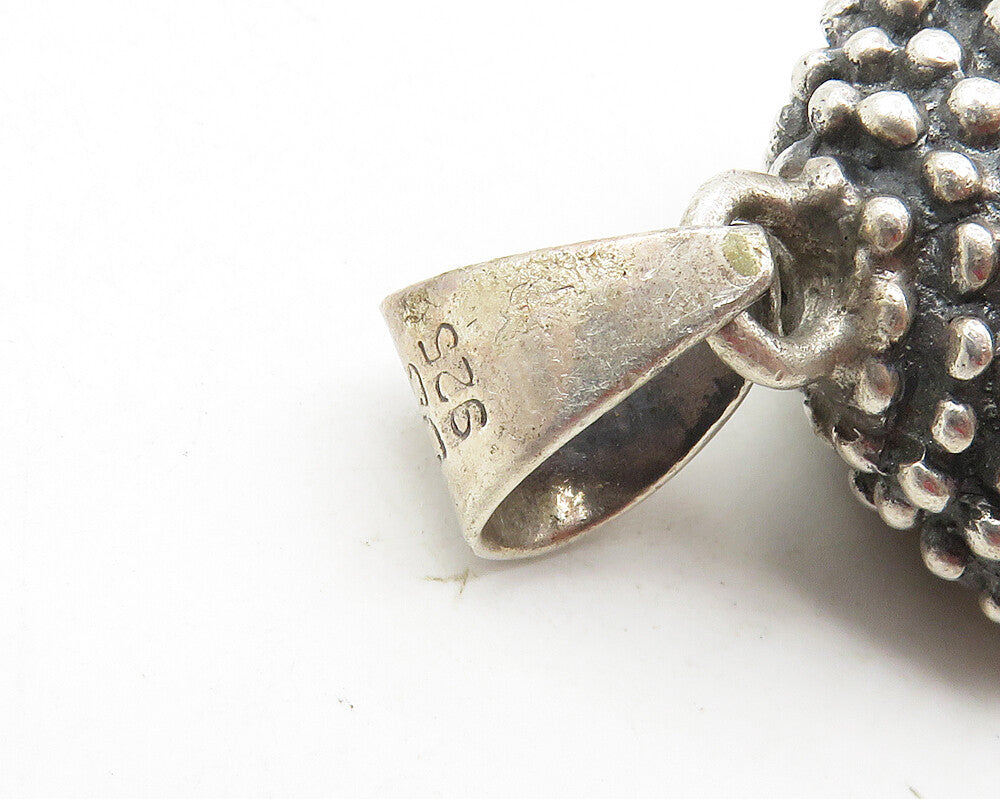 925 Sterling Silver  Vintage Modernist Hollow Two Sided Face Pendant  PT7410