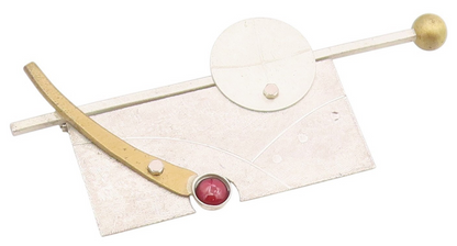 925 Sterling Silver Vintage Brooch Carnelian Modernist Geometric Pin  BP12095