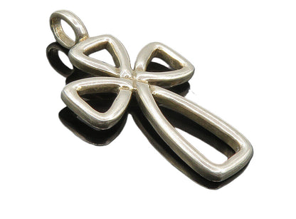 925 Sterling Silver  Vintage Shiny Open Religious Cross Drop Pendant  PT6571