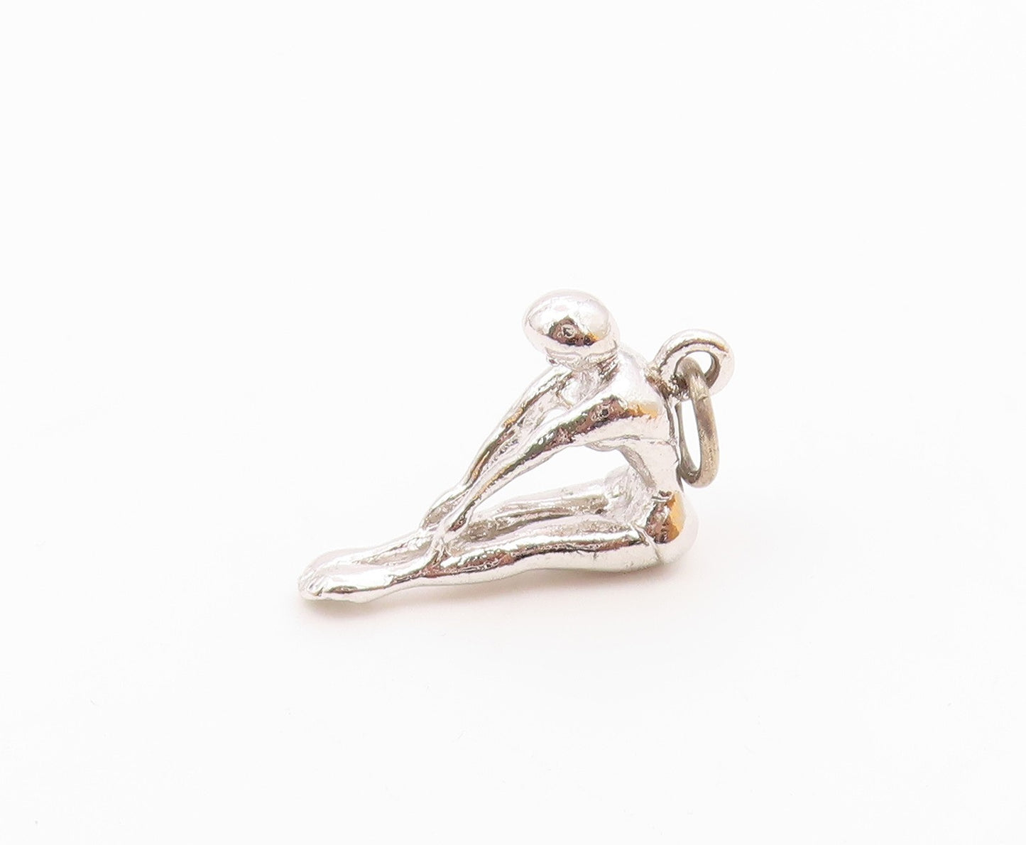925 Sterling Silver  Vintage Petite Shiny Gymnast Sports Motif Pendant PT17833