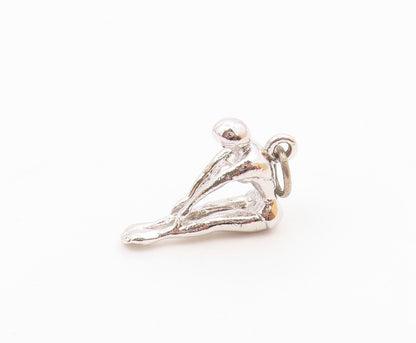 925 Sterling Silver  Vintage Petite Shiny Gymnast Sports Motif Pendant PT17833