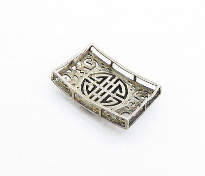 925 Sterling Silver  Vintage Black Onyx Swirl Cutout Detail Pendant  PT3530