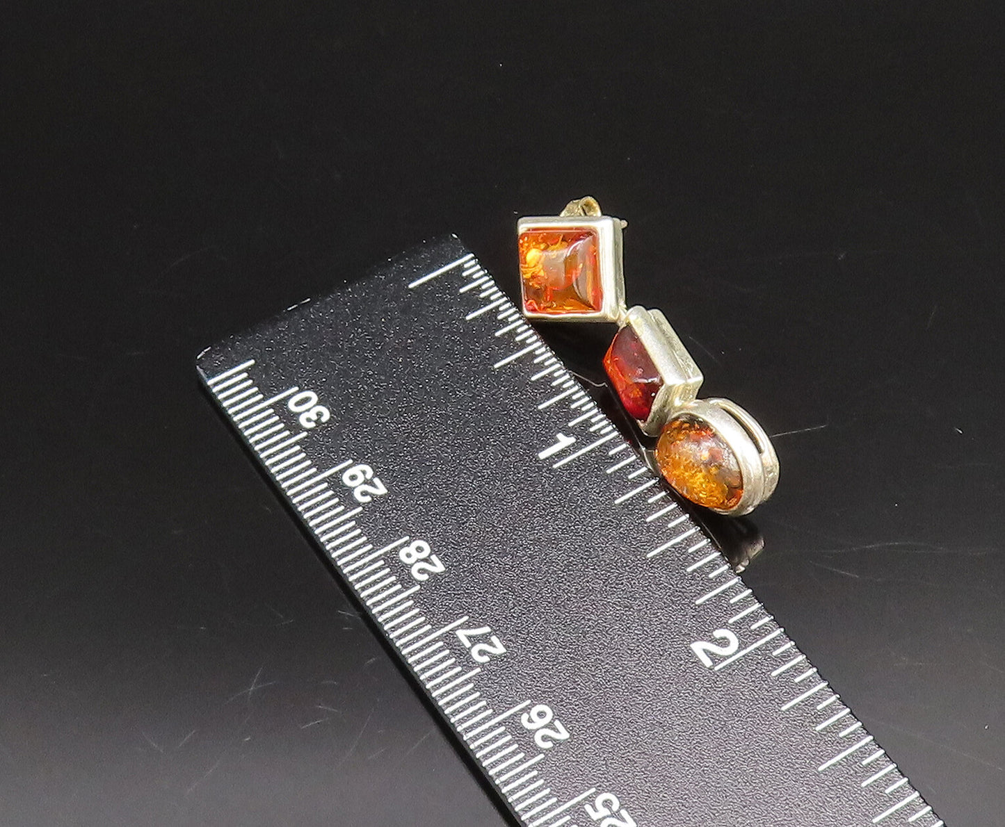 925 Sterling Silver  Vintage Multi Shaped Baltic Amber Dangle Earrings EG12182