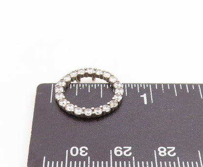 925 Sterling Silver Vintage Pendant Elegant Round Cut CZ Circle Outline  PT26180