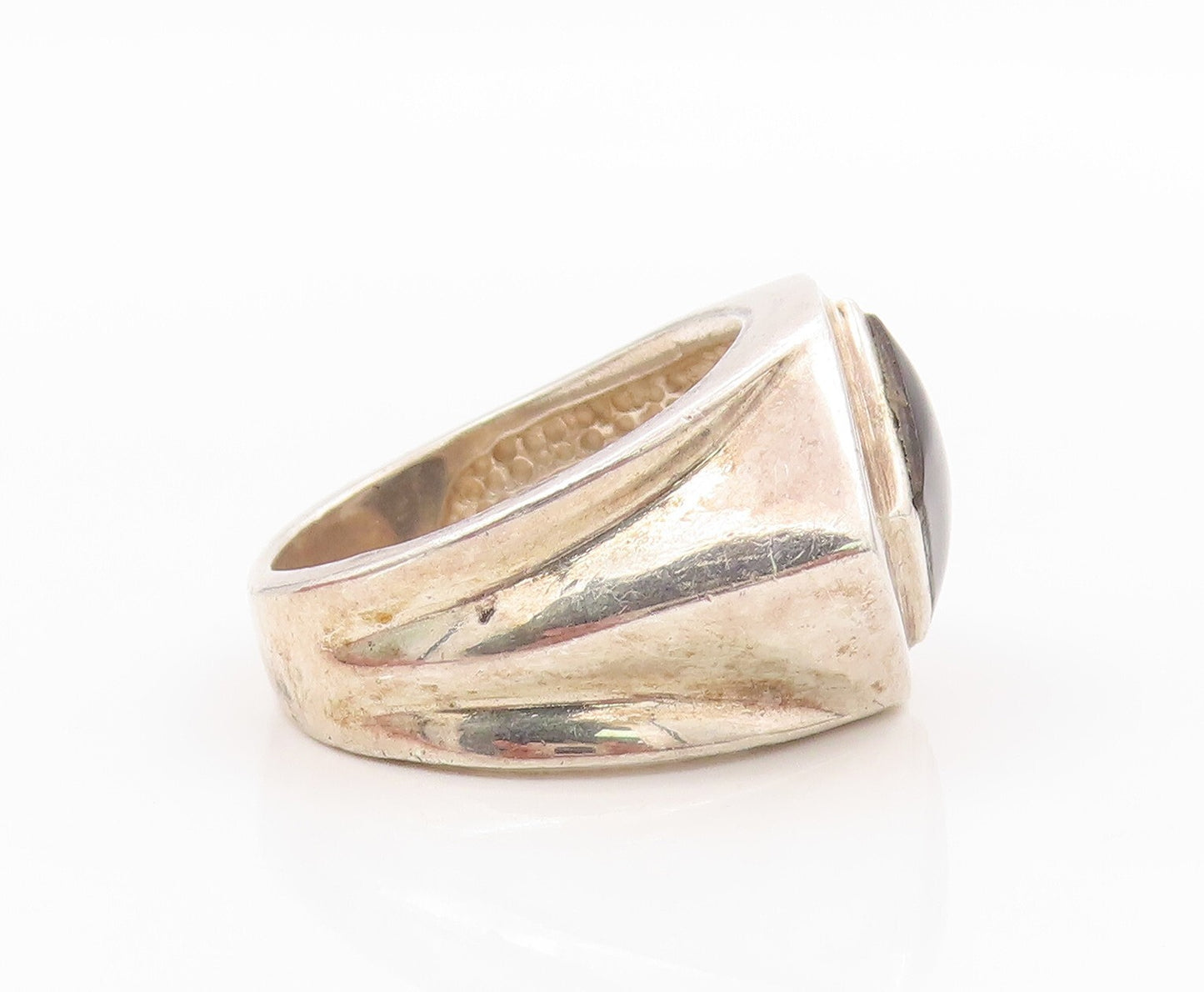 925 Sterling Silver Vintage Ring Square Halo Onyx Inlay  Sz 9.5  RG31812