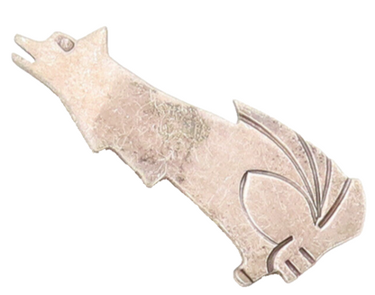 925 Sterling Silver Vintage Brooch Pin Southwestern Howling Etched Wolf BP10549